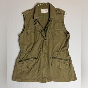 Velvet by Graham & Spencer Utility Cargo Vest • Olive Green • Zip Pockets - SM